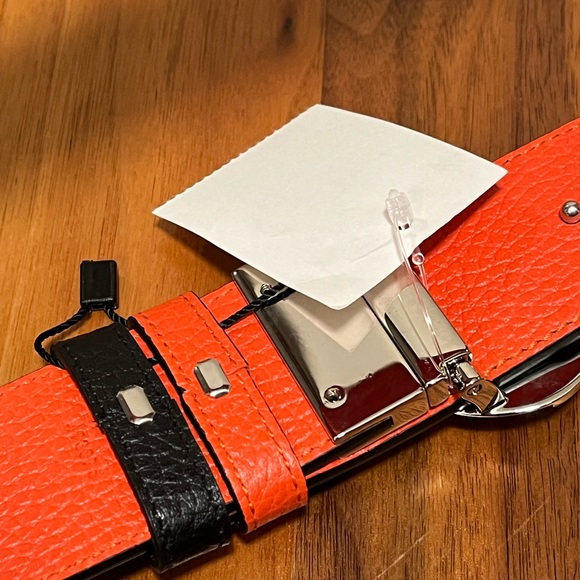 GUCCI Calfskin 1973 Reversible Belt 80 32 Black & Orange - Picture 6 of 10